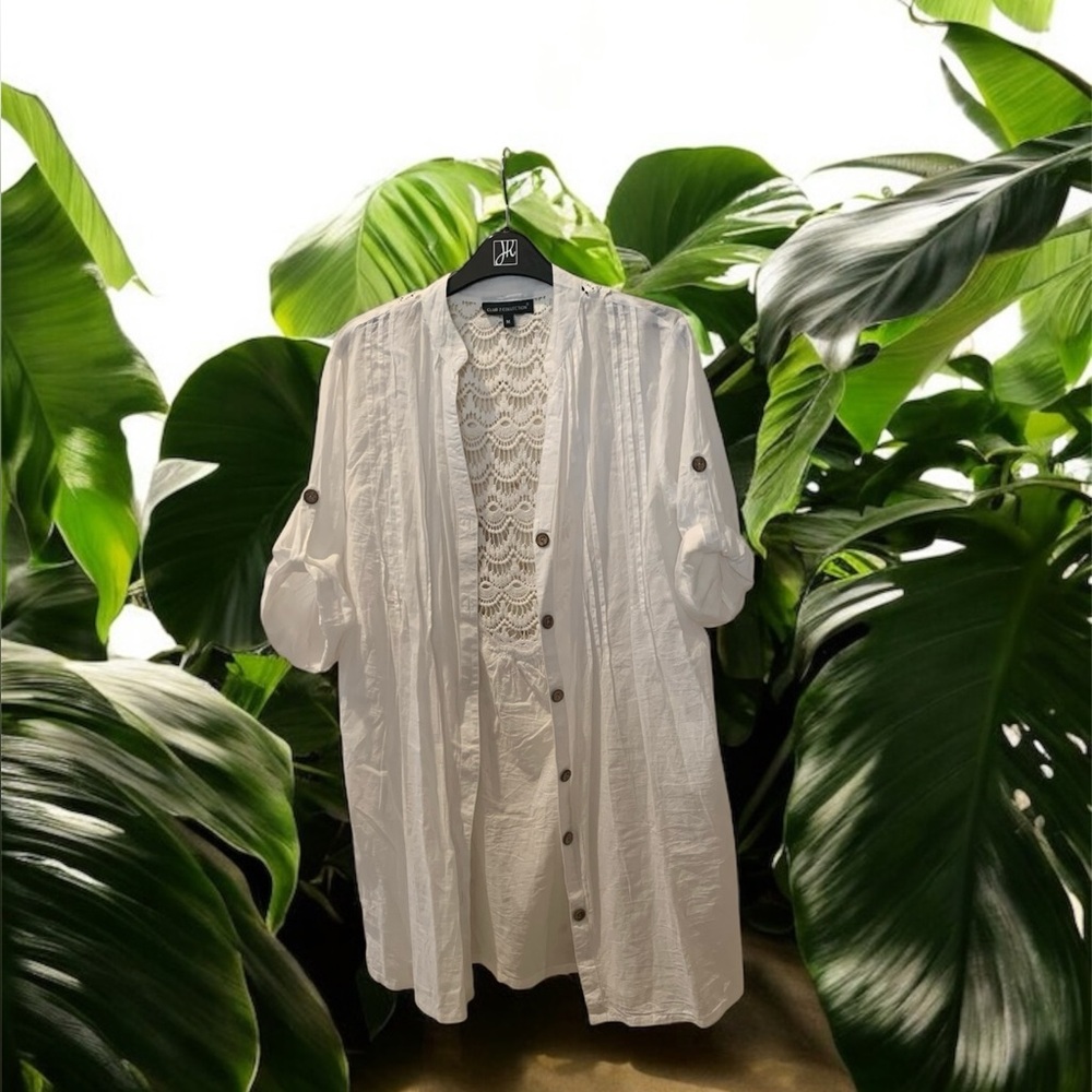 Elegant White Button-Down Swim Coverup